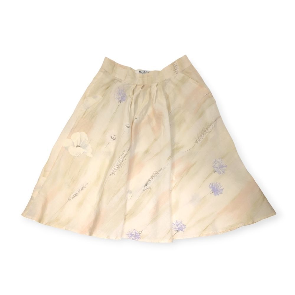 MaxMara Linen Flax Floral Skirt